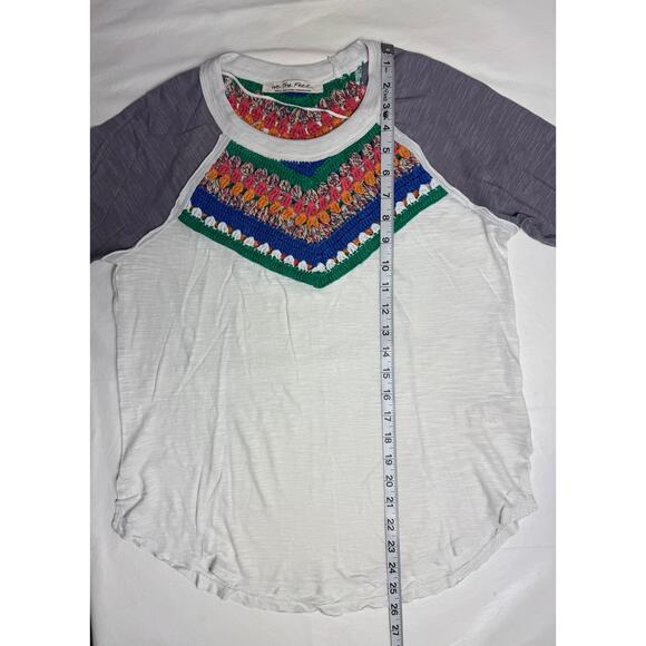 Free People Spring Bound Crochet Detail Top Blue Combo Women's Size S - Picture 9 of 9